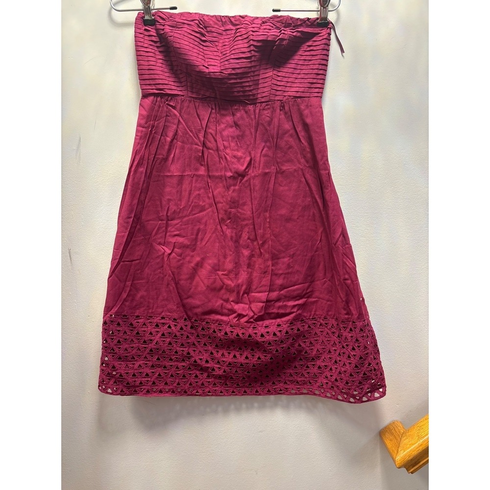 The Limited Magenta Strapless Eyelet Hem Dress Size 0